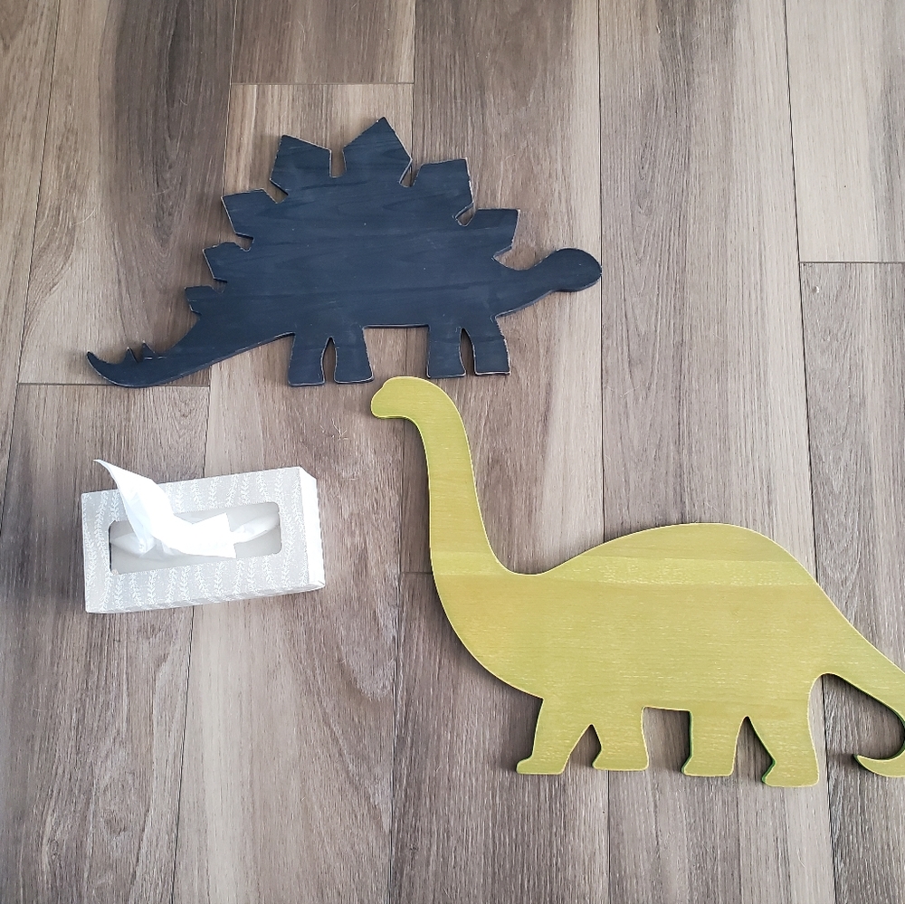 Wooden dinosaur wall hangings - set of 2